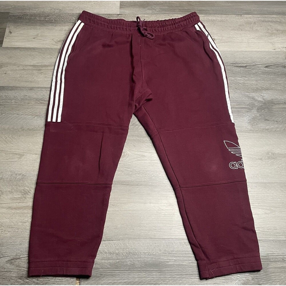 Adidas Originals Outline Sweatpants Mens 2XL Maroon Trefoil Track Pants DH7073